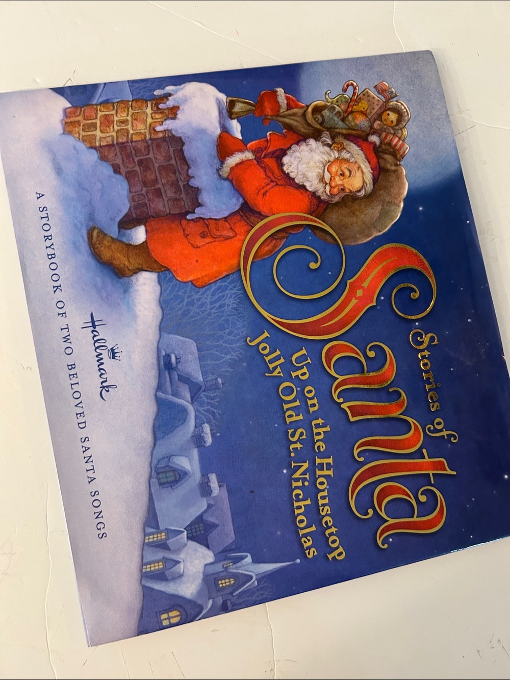 Hallmark Santa Storybook - Red, Blue & Gold Holiday Illustration